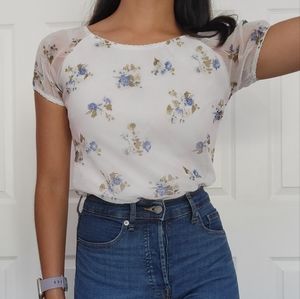 Blue & white floral blouse